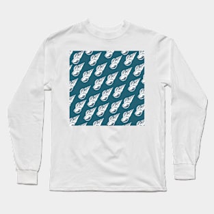 tulip shell aloha print pattern blue teal and white Long Sleeve T-Shirt